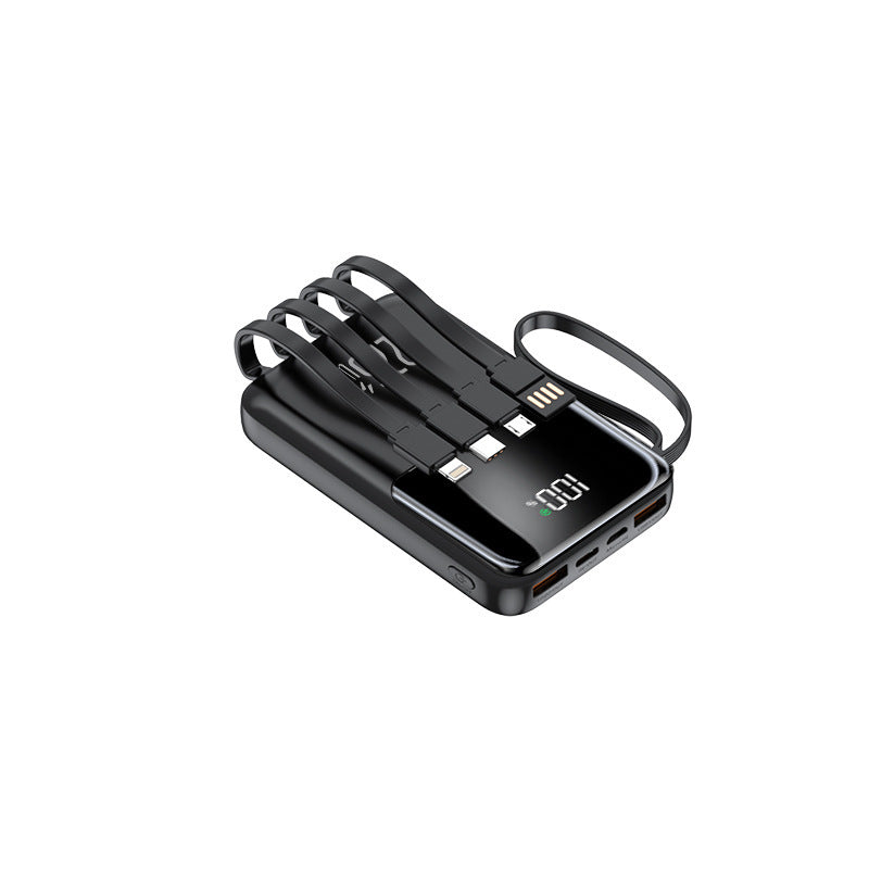 Portable power bank with multiple integrated charging cables and digital display Kalsten