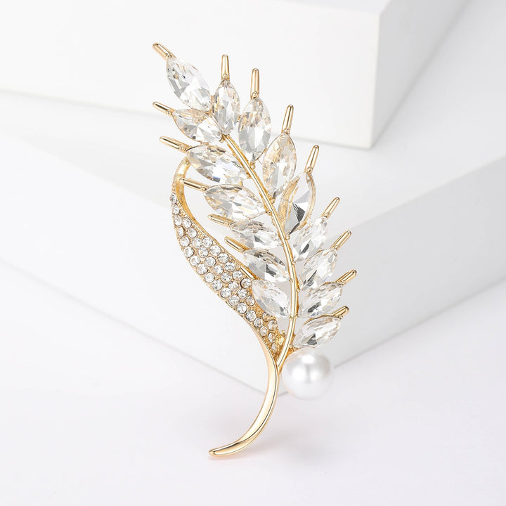 Elegant brooch with glitter stone and pearl Kalsten