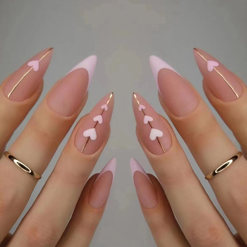 Heart-Embellished Acrylic Nail Extensions Kalsten