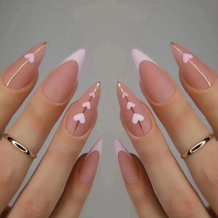 Heart-Embellished Acrylic Nail Extensions Kalsten