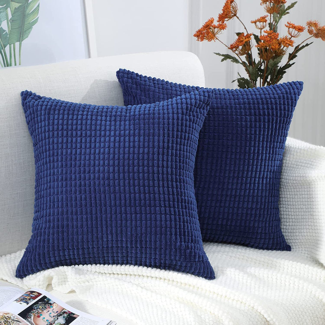 Textured Waffle-Weave Cotton Lumbar and Square Pillow Covers Set