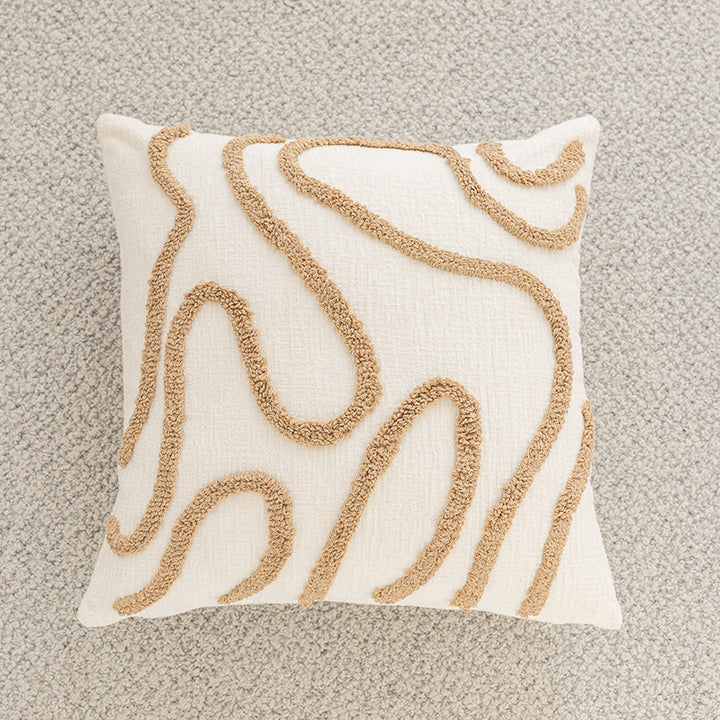 Woven Houndstooth Textured Square Throw Pillow Cover with Piped Edge and Concealed Zipper