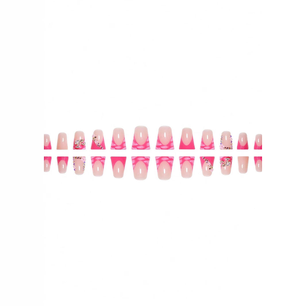 Decorative Floral and Rhinestone Acrylic Nail Extensions Kalsten