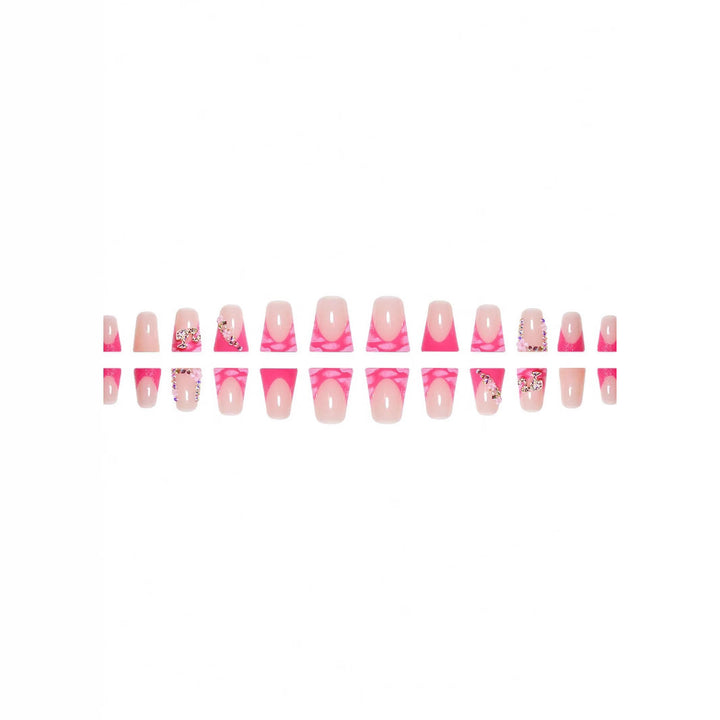Decorative Floral and Rhinestone Acrylic Nail Extensions Kalsten