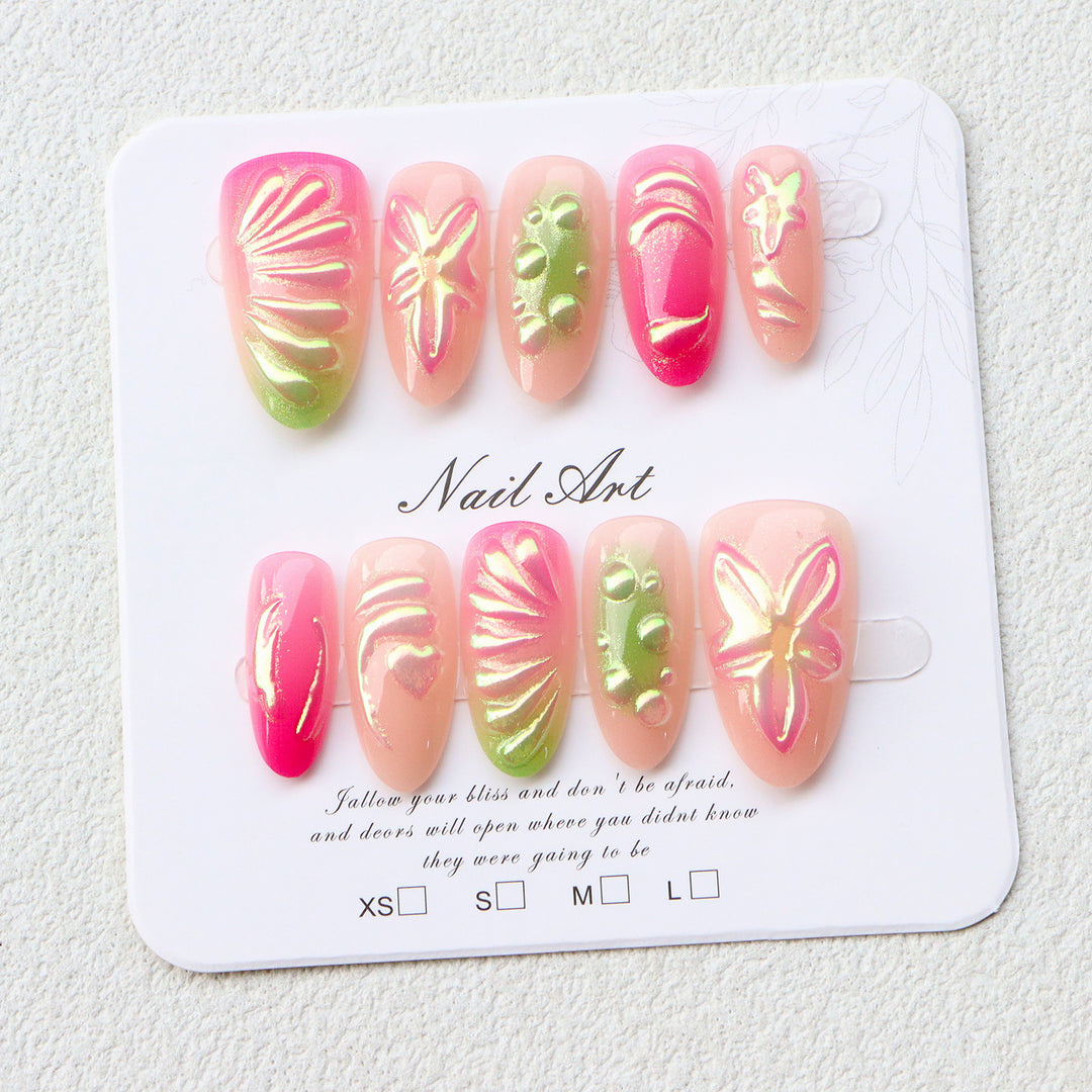 Detailed Floral Nail Art Set
