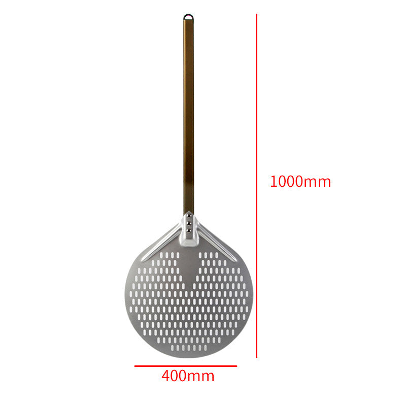 long wooden handled round aluminum pizza peel with reinforced neck Kalsten