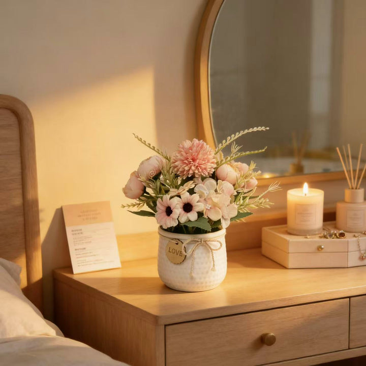 Floral Centerpiece with Decorative Pot for Home Decor