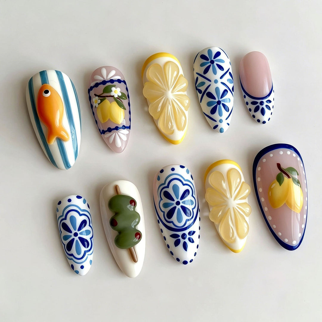 Creative nail art set with floral and animal designs Kalsten
