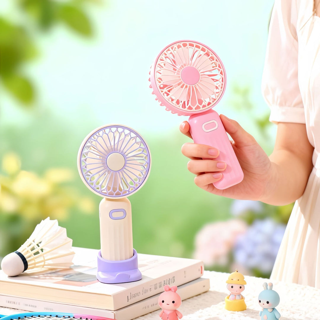 Ladies Portable Hand Fan with Double Speed Control and USB Charging Function Kalsten