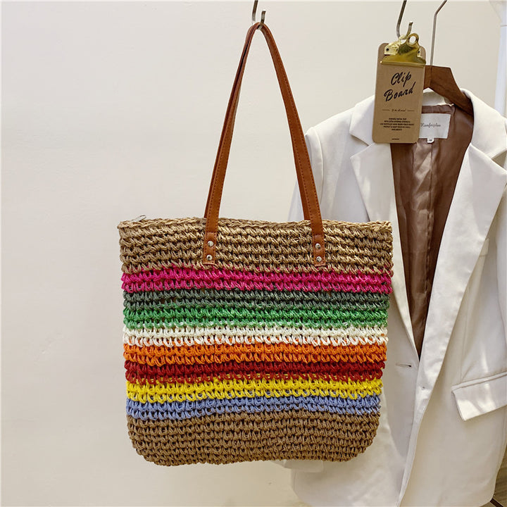 Handcrafted Tote Bag Made from Sustainable Materials with Colorful Stripes Kalsten