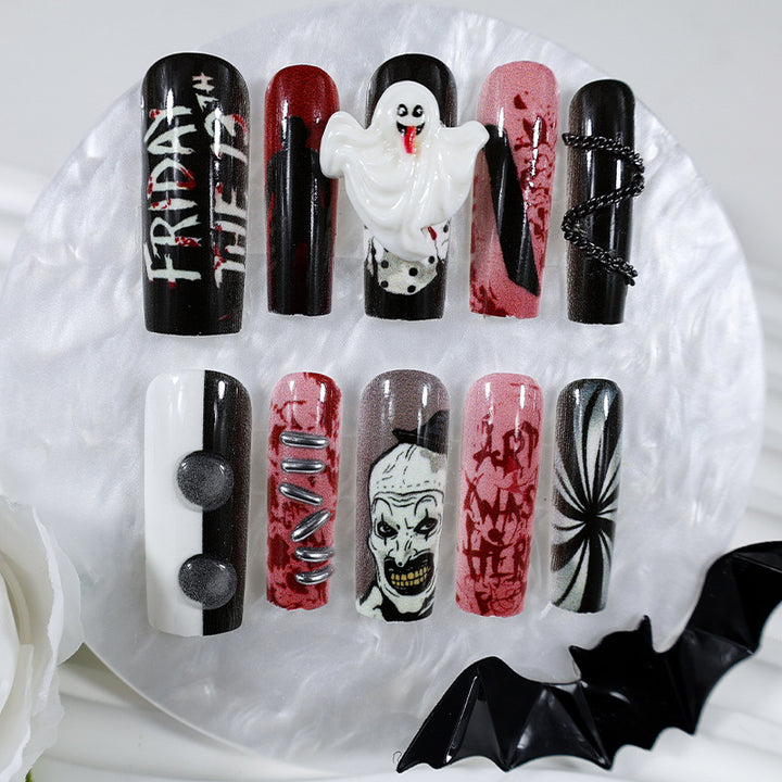 Halloween artificial nail set with creepy motifs and extravagant designs Kalsten
