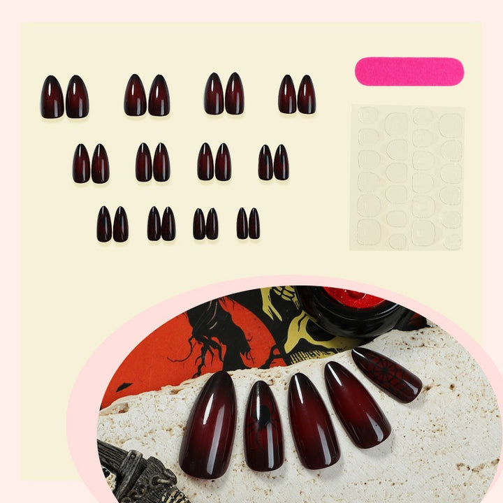 Artificial nail set with elegant and deep red shades Kalsten