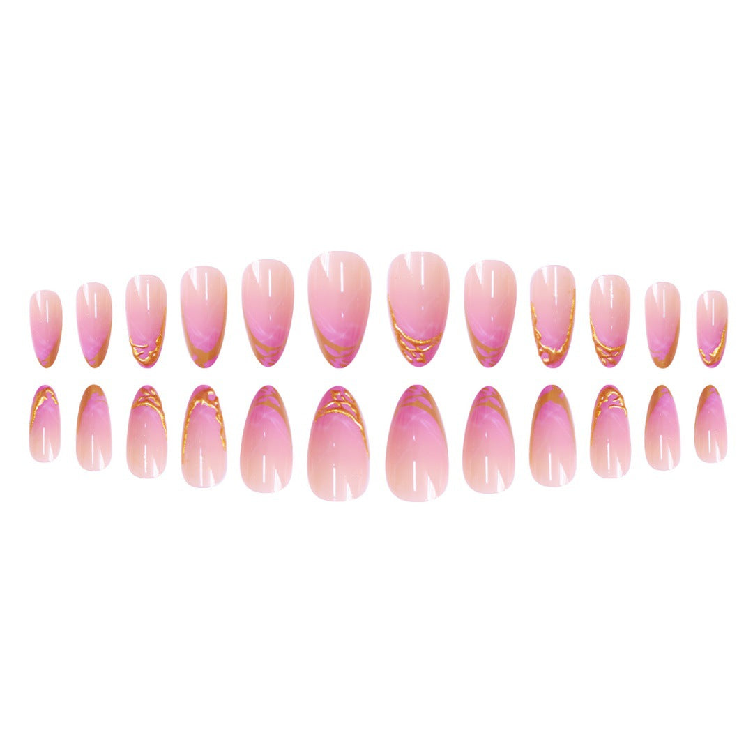 Elegant Stiletto Press-On Nail Extensions with Gold Tip Accents Kalsten