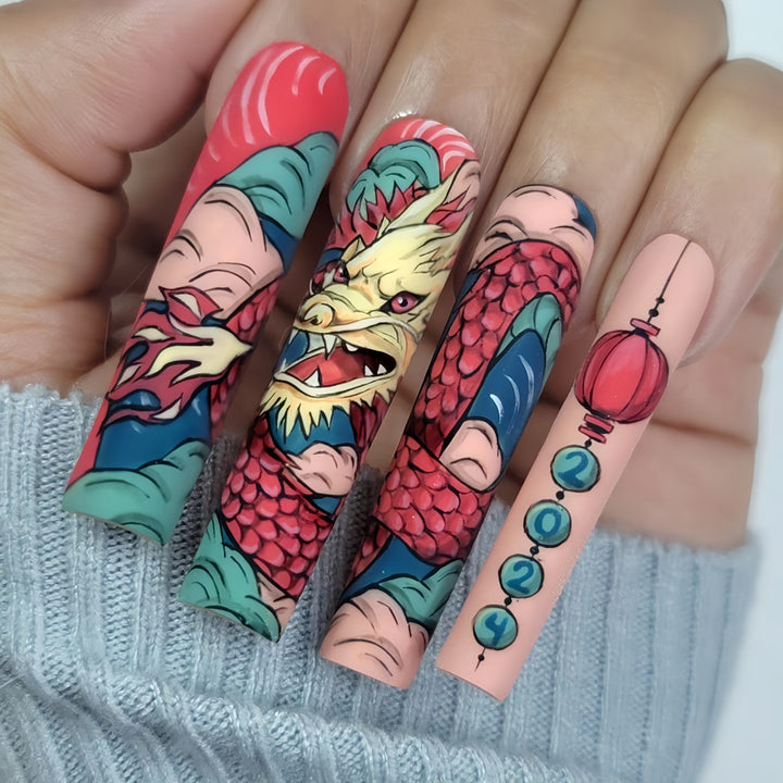 Creative artificial nails in Asian dragon design Kalsten
