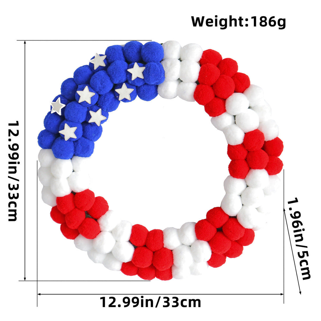 Unisex nan patriotic pom pom front door wreath with star embellishments Kalsten