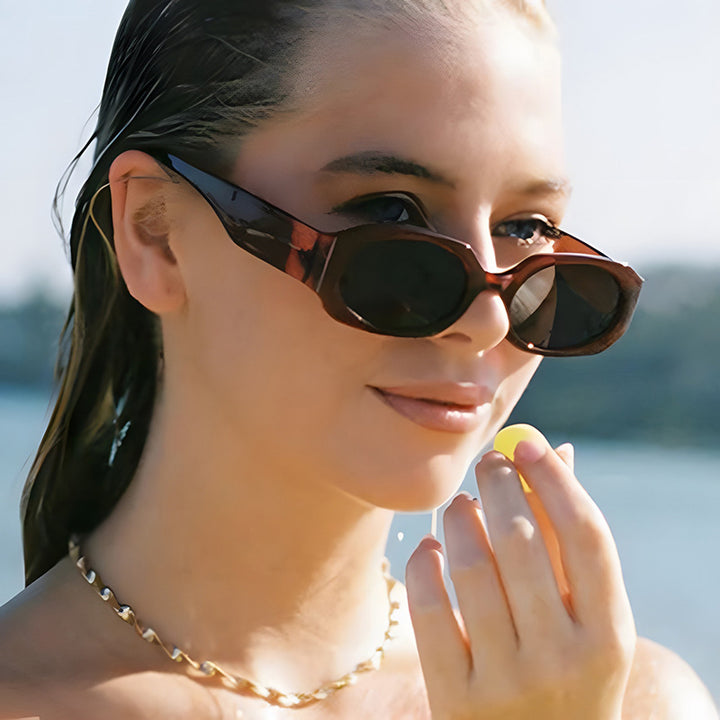Women extravagant sunglasses in stylish retro design Kalsten