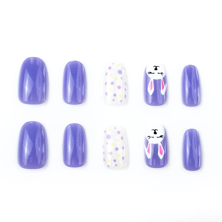 Thematic Bunny and Polka Dot Press-On Nail Art Set