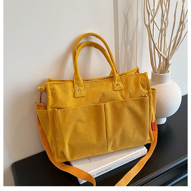 Corduroy Multi-Pocket Tote Bag Kalsten