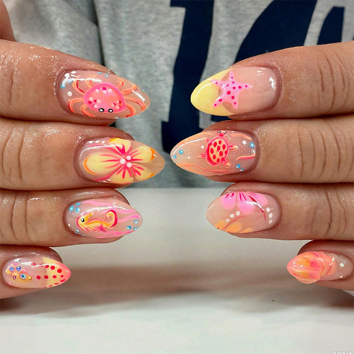 Creative nail art set with colorful flower design Kalsten