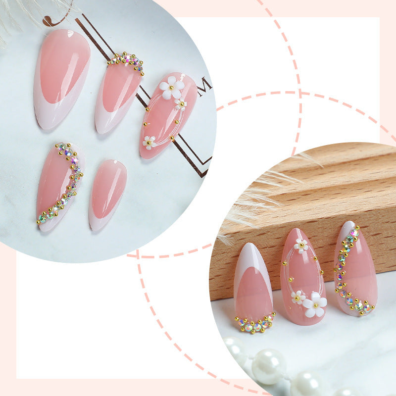 Elegant Floral Embellished Press-On Nails Kalsten