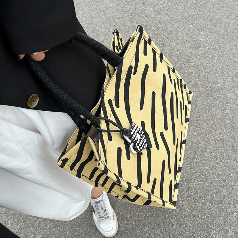 Graphic Print Canvas Tote Bag