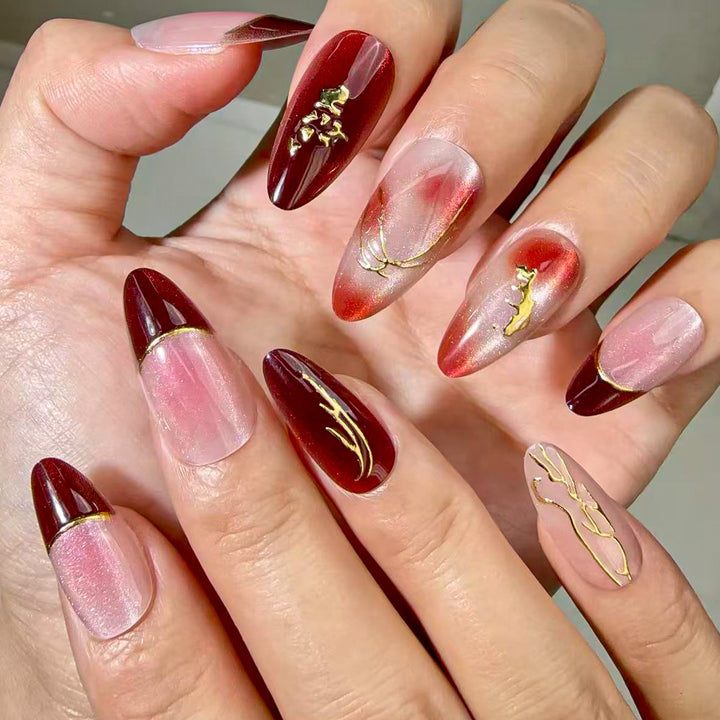 Artistic Press-On Nail Set with Unique Designs Kalsten