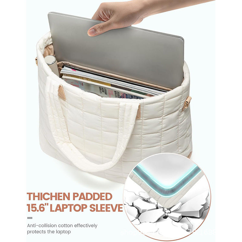 Fashionable quilted tote bag with removable cosmetic pouch Kalsten