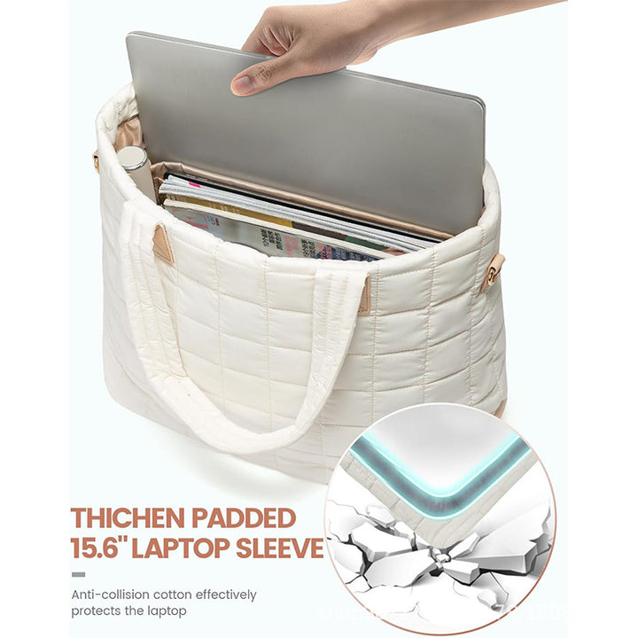 Fashionable quilted tote bag with removable cosmetic pouch Kalsten