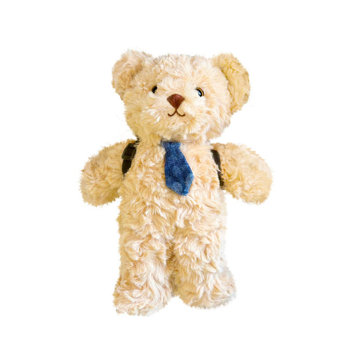 Plush Teddy Bear with Denim Tie and Mini Backpack-Strap Detail Kalsten
