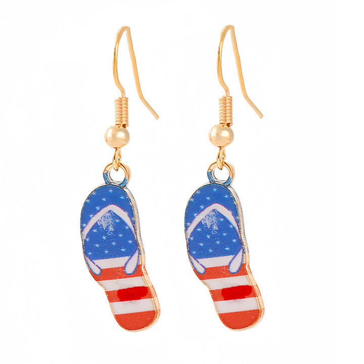Ladies enamel earrings horseshoe with star stripe motif Kalsten