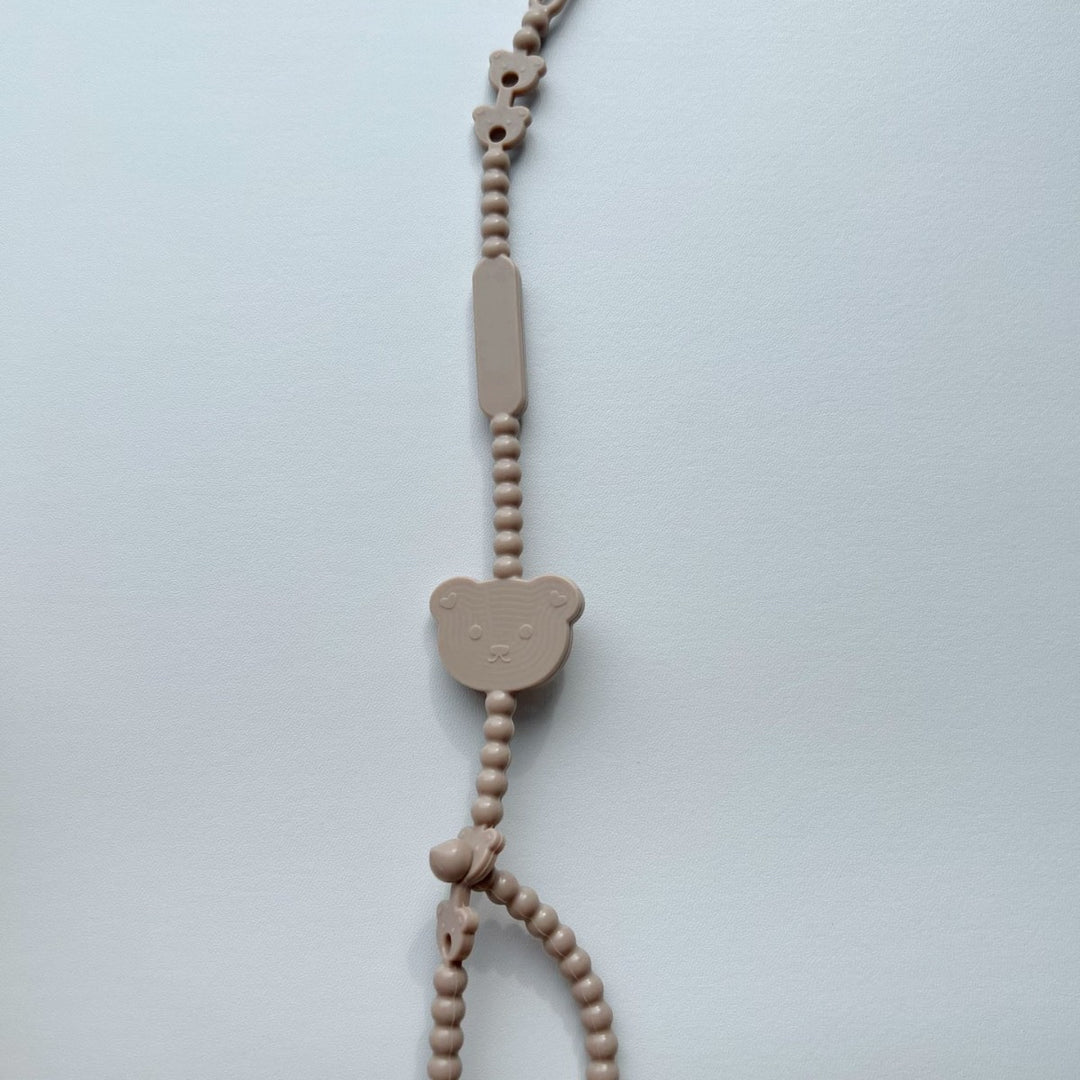 Silicone Beaded Pacifier Lanyard with Bear Teether and Quick-Release Safety Clip