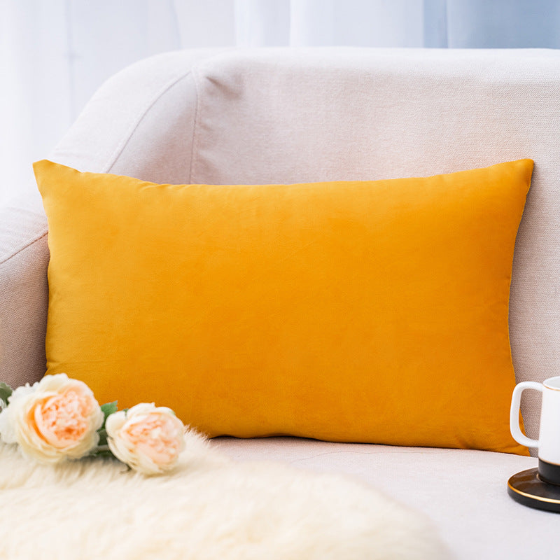 Plush Velvet Lumbar Pillow Cover with Hidden Zipper and Removable Insert Support