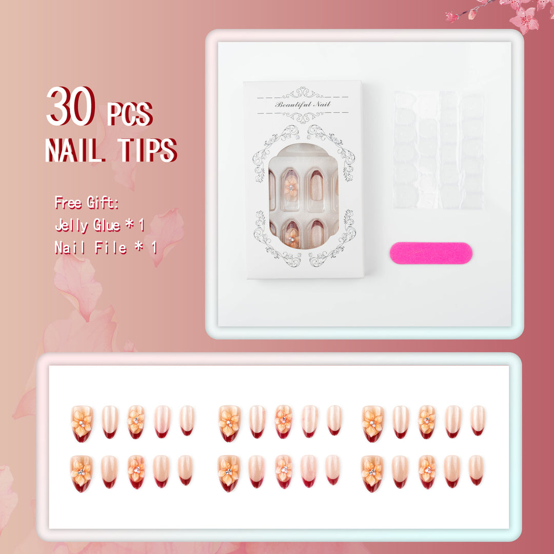 Decorative Floral Press-On Nail Set 1790738730