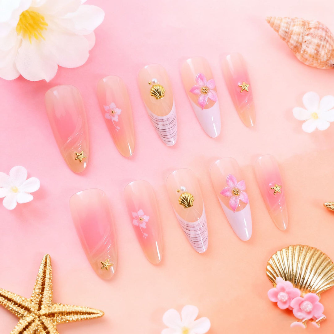 Floral-Designed Acrylic Nail Enhancements Kalsten