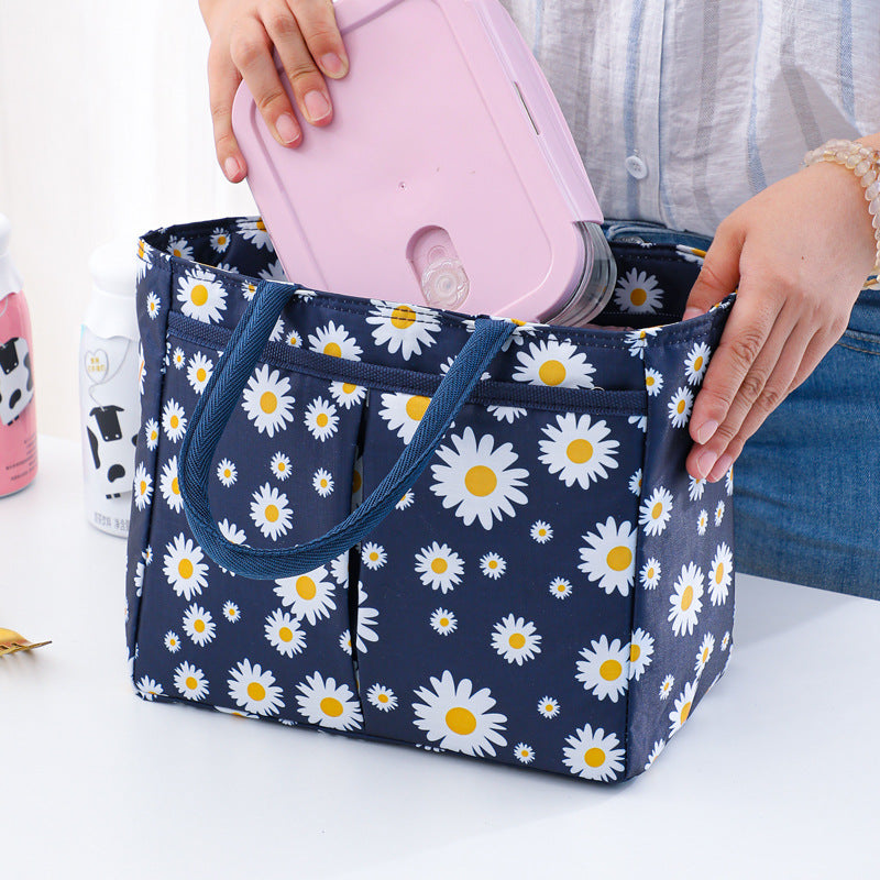 Floral Print Multi-Pocket Beach Tote