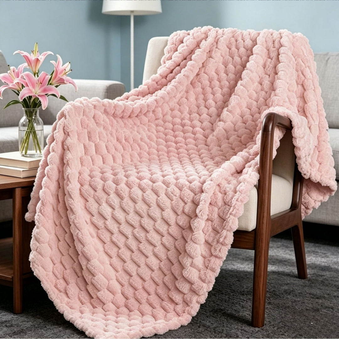 Premium Textured Plush Throw Blanket