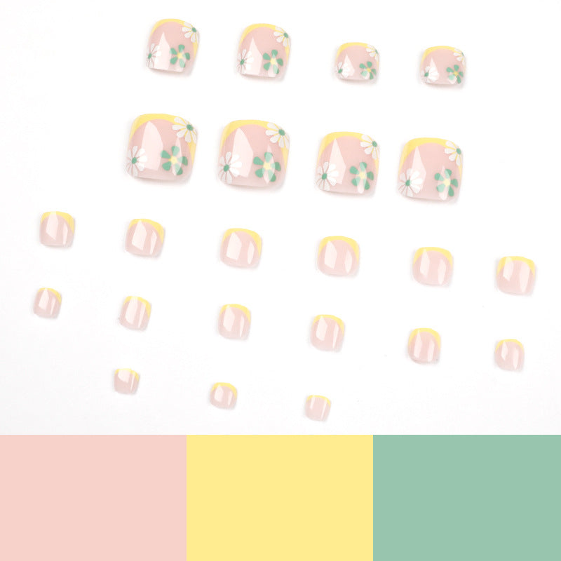 Decorative Floral Press-On Toenails