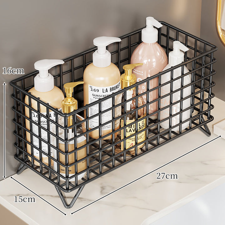 Square Chrome Wire Countertop Bathroom Bottle Organizer with Raised Feet
