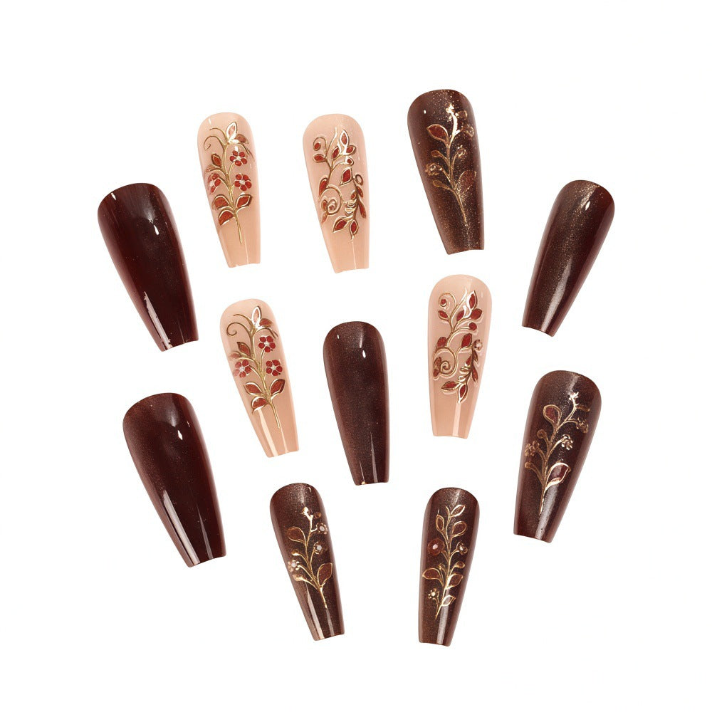 Artificial nails with elegant floral decorations Kalsten