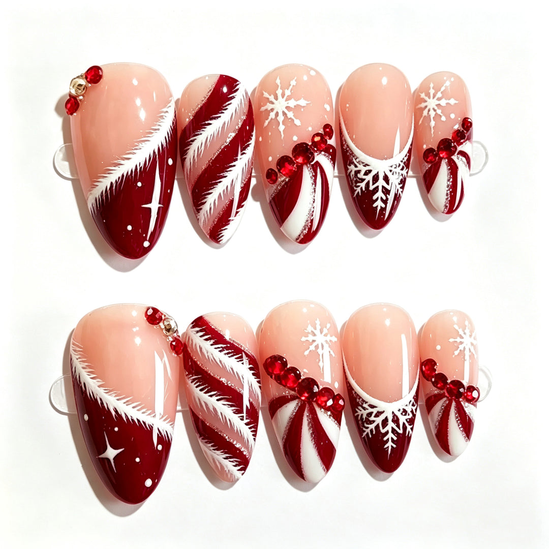 Festive Holiday-Themed Press-On Nail Art Kalsten