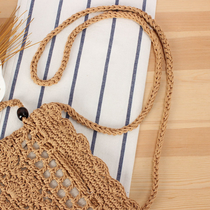 Handmade macrame shoulder bag with ruffled trim Kalsten
