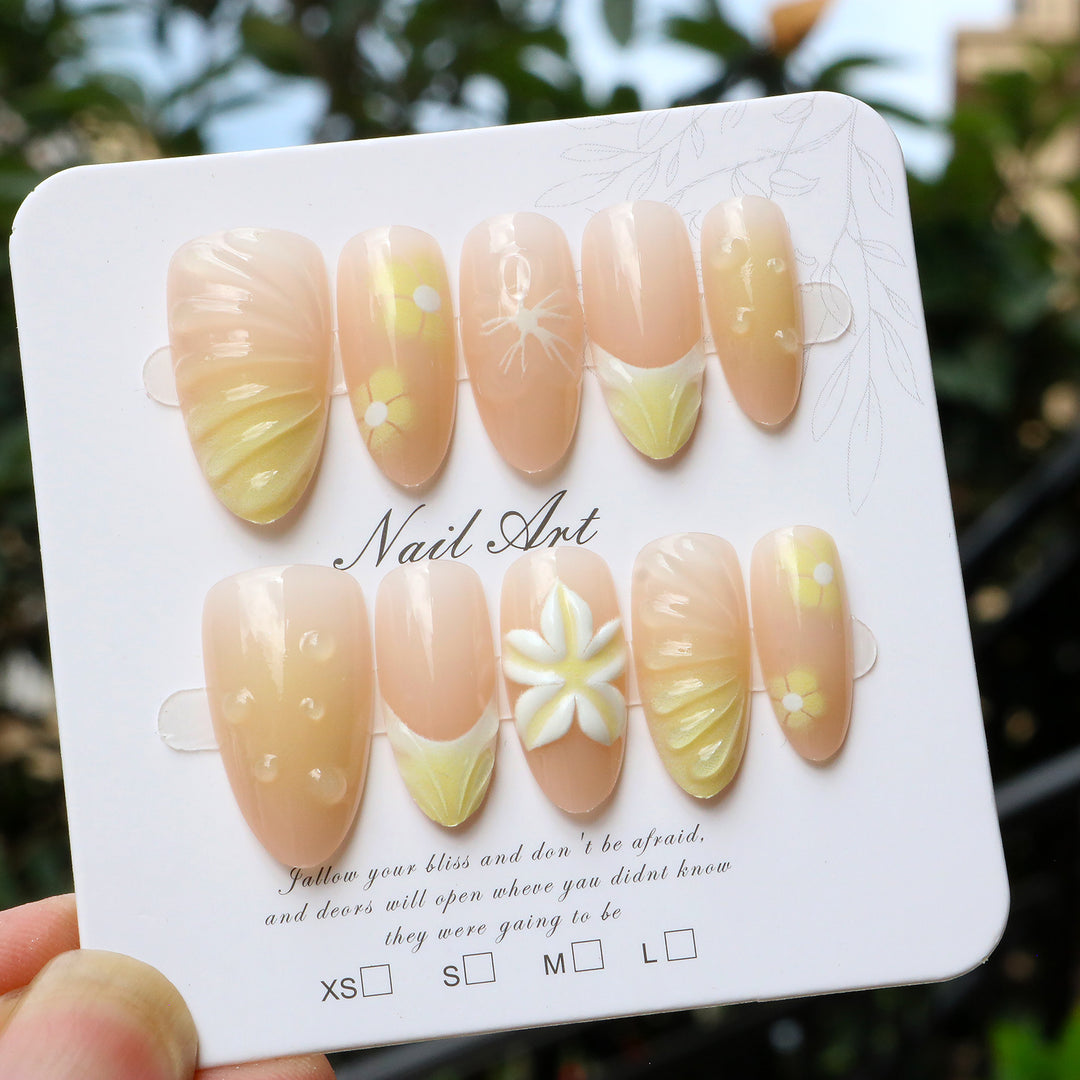 Artistic Floral Press-On Nails