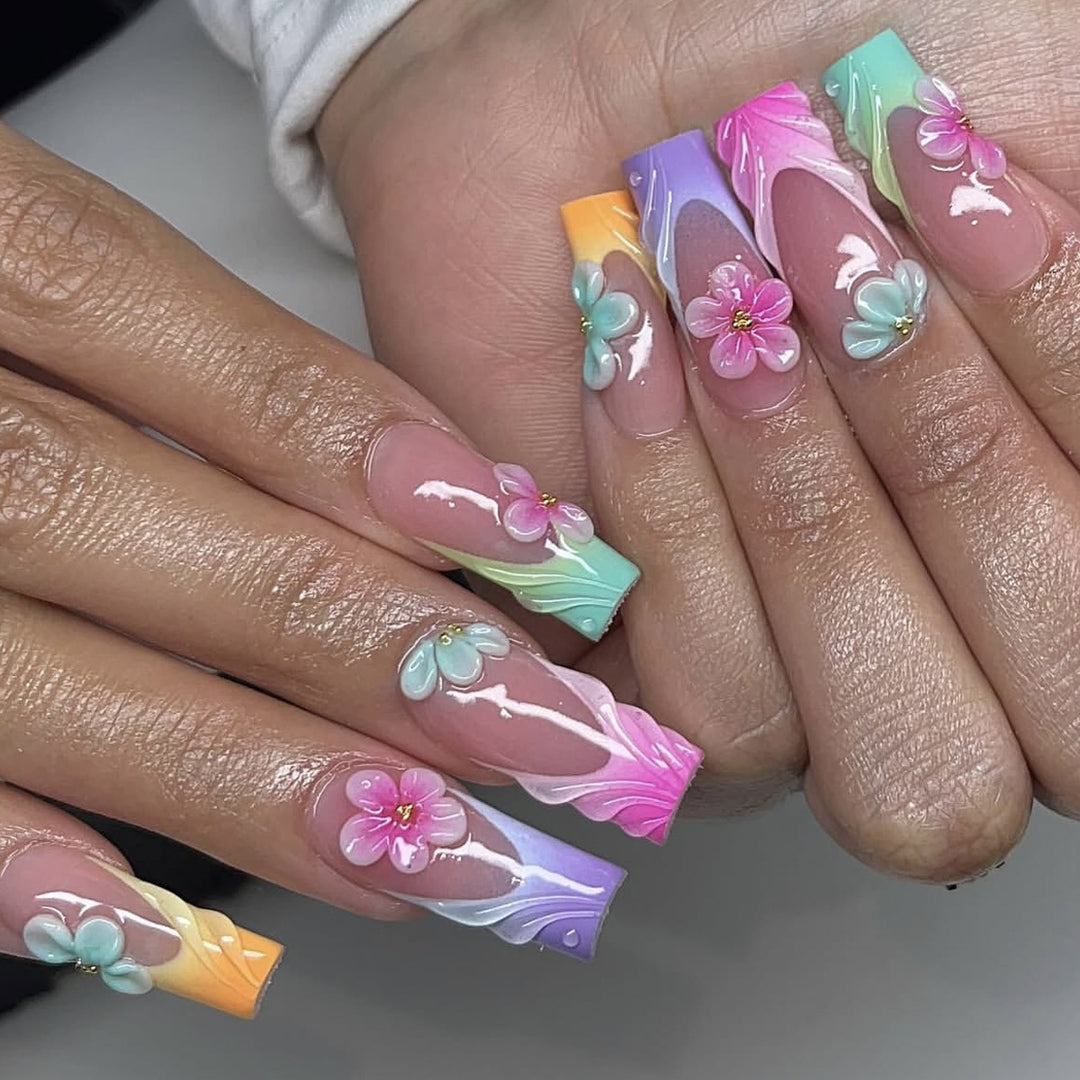 Floral-Inspired Acrylic Nail Art Extensions Kalsten