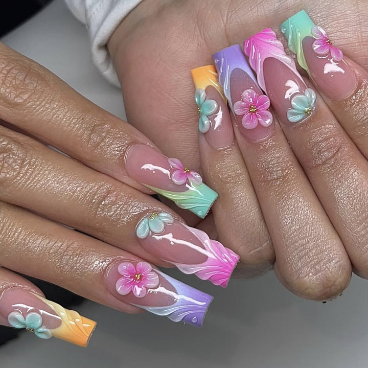 Floral-Inspired Acrylic Nail Art Extensions Kalsten