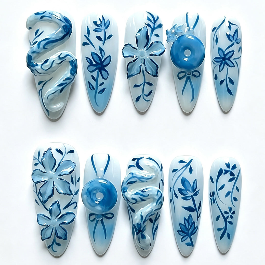 Artificial Nail Set with Floral Designs Kalsten