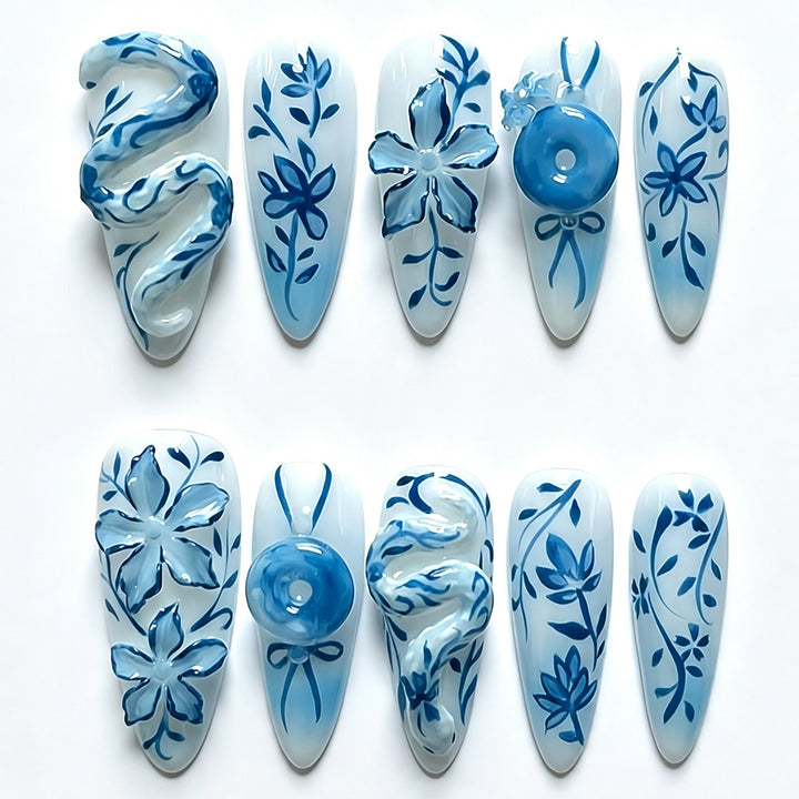 Artificial Nail Set with Floral Designs Kalsten