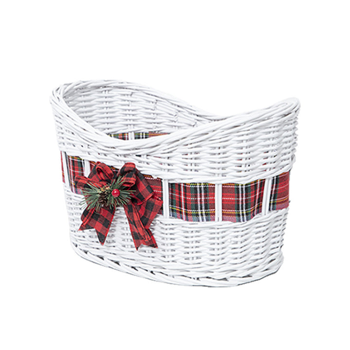 Decorative Woven Storage Basket with Festive Ribbon Kalsten