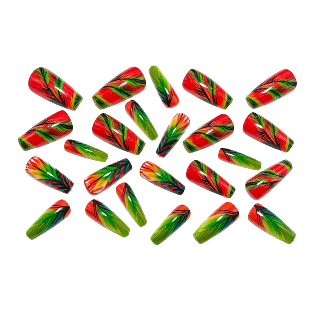 Creative artificial nails with tropical leaf design Kalsten