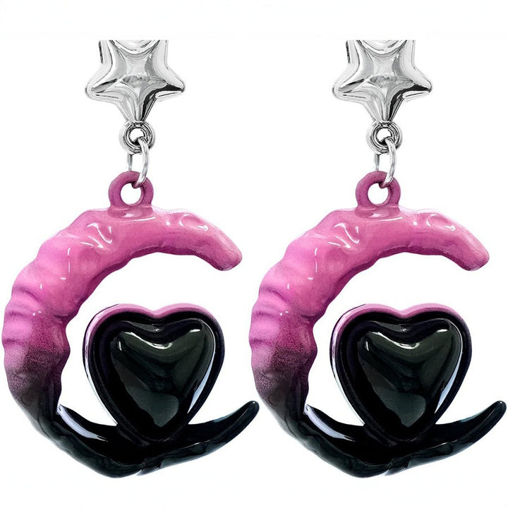 Artistic Moon and Heart Dangle Earrings Kalsten