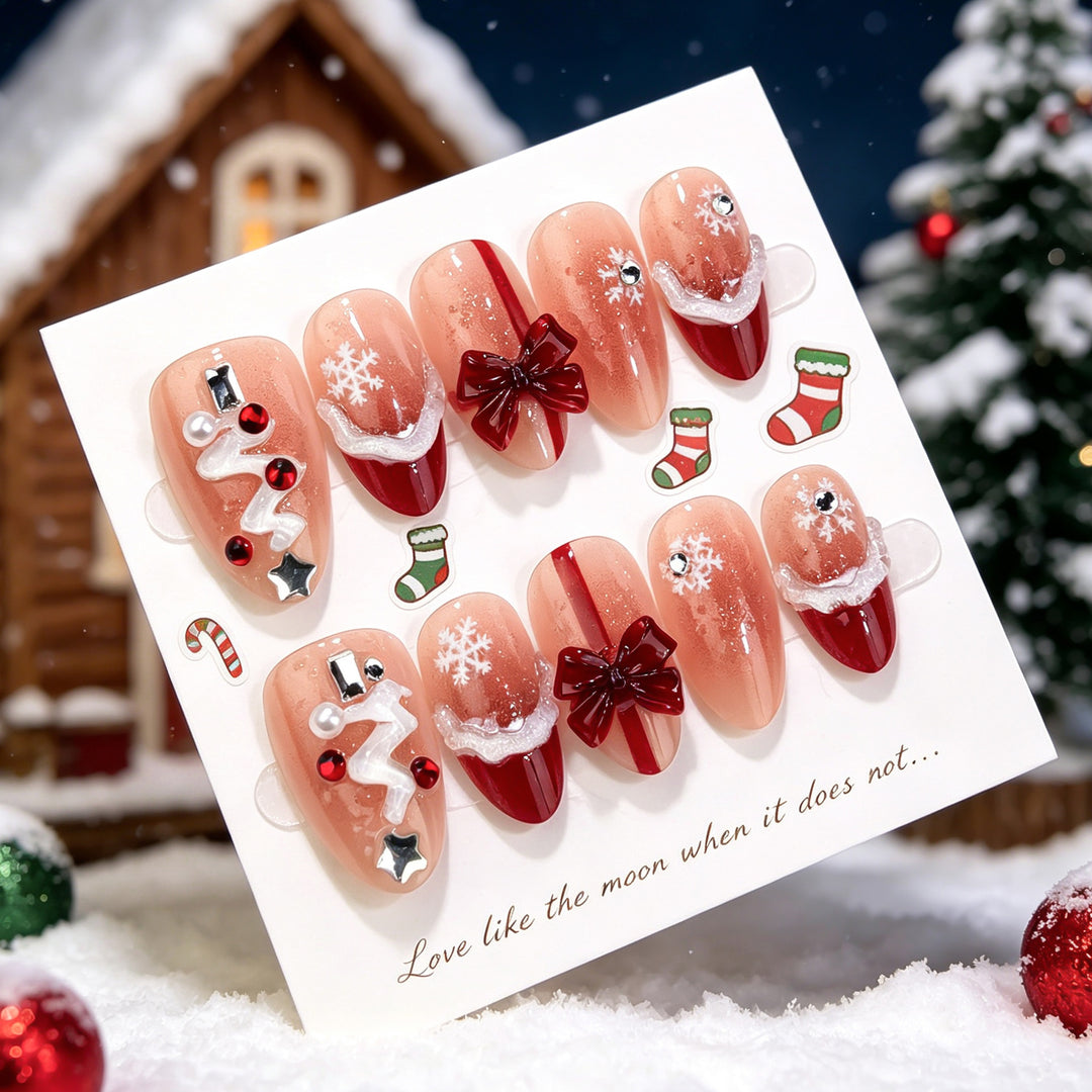 Festive Holiday Themed Press-On Nail Art Set Kalsten 1790636614